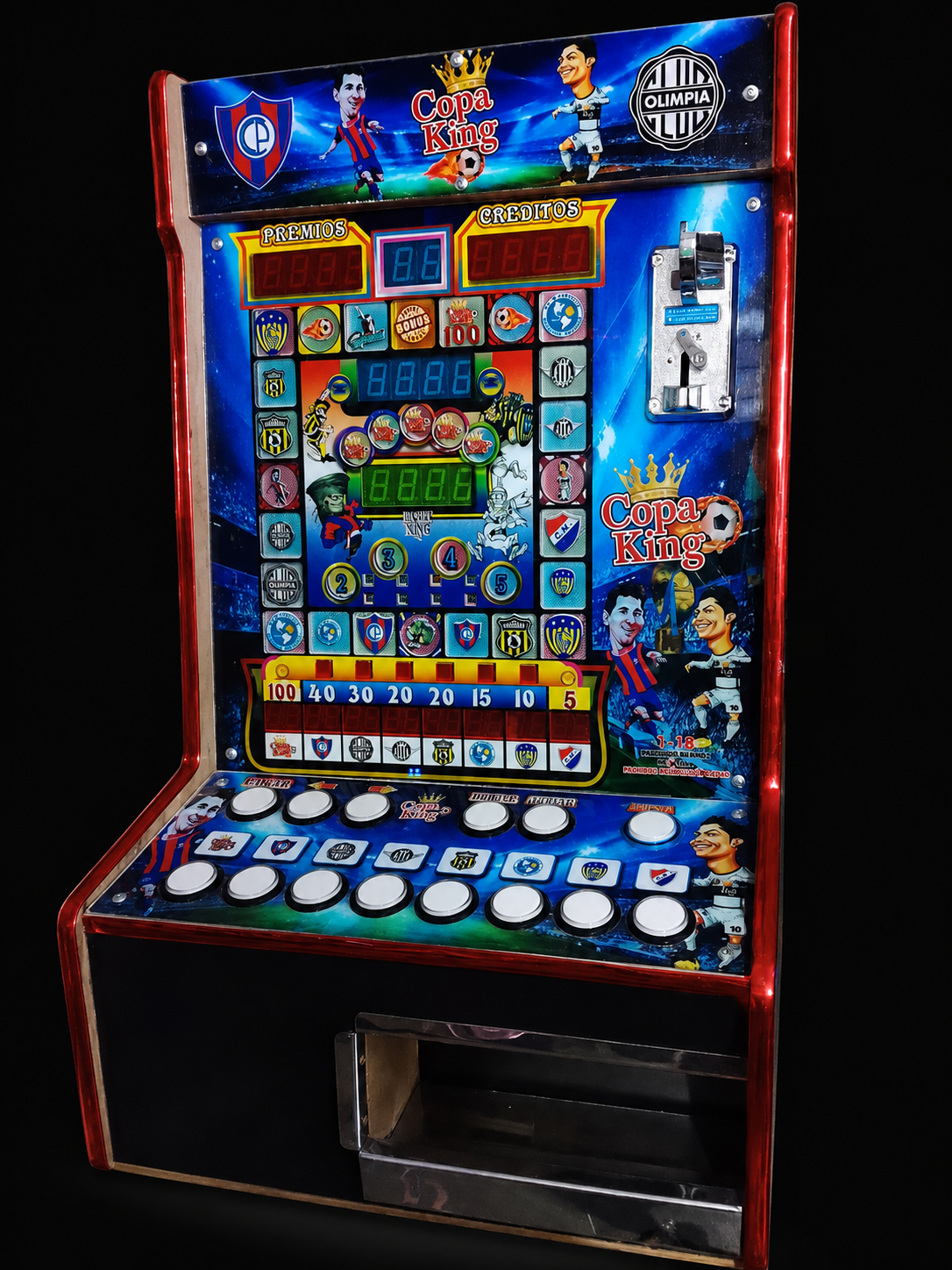 Máquina tragamonedas Copa King con acrílico personalizado